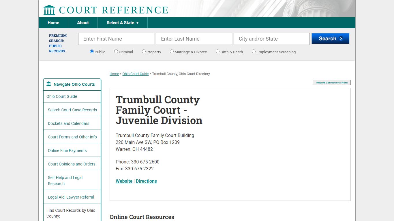 Trumbull County Family Court - Juvenile Division - CourtReference.com